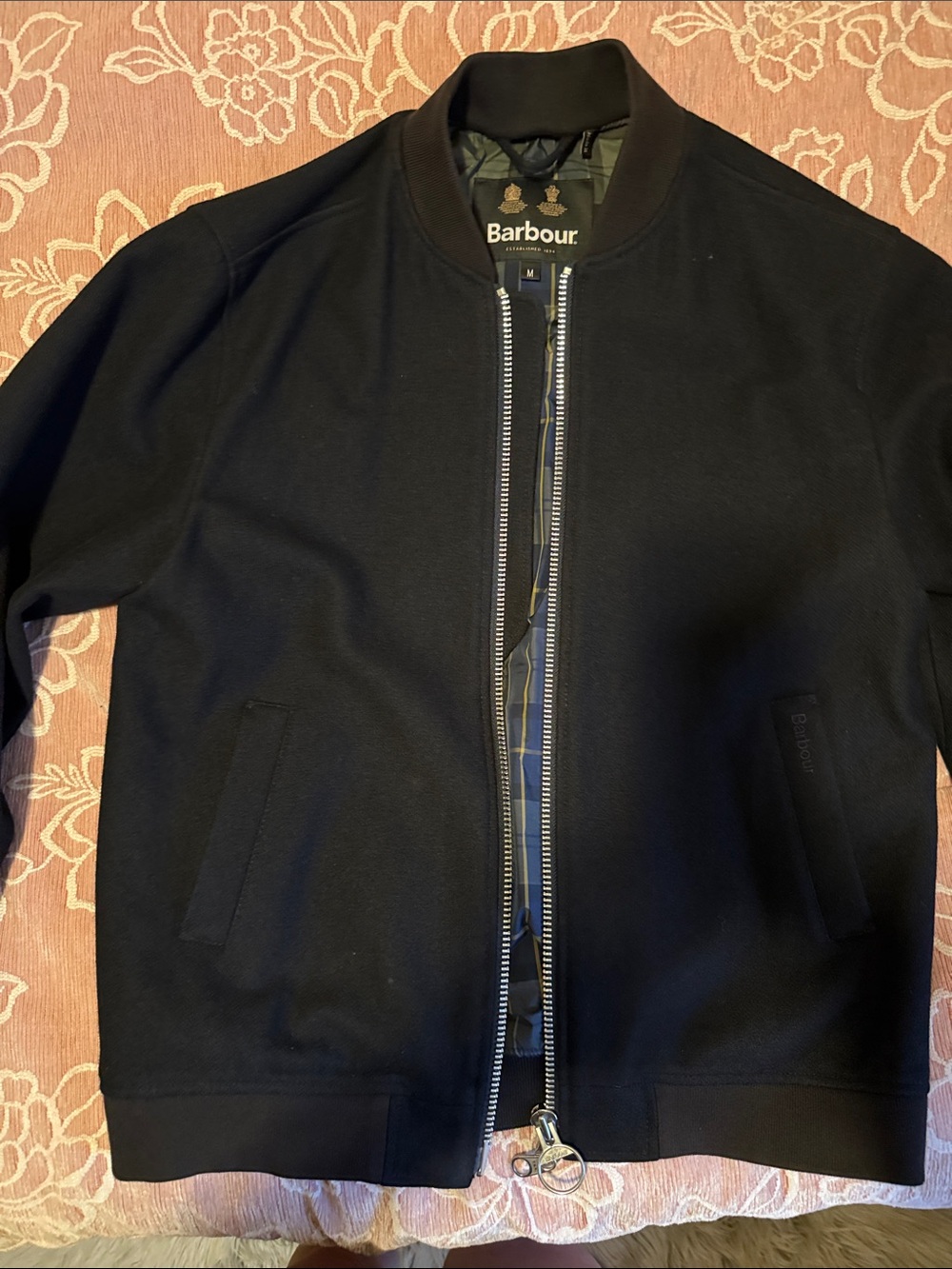 Barbour Black Men's Zip-Front Bomber Jacket